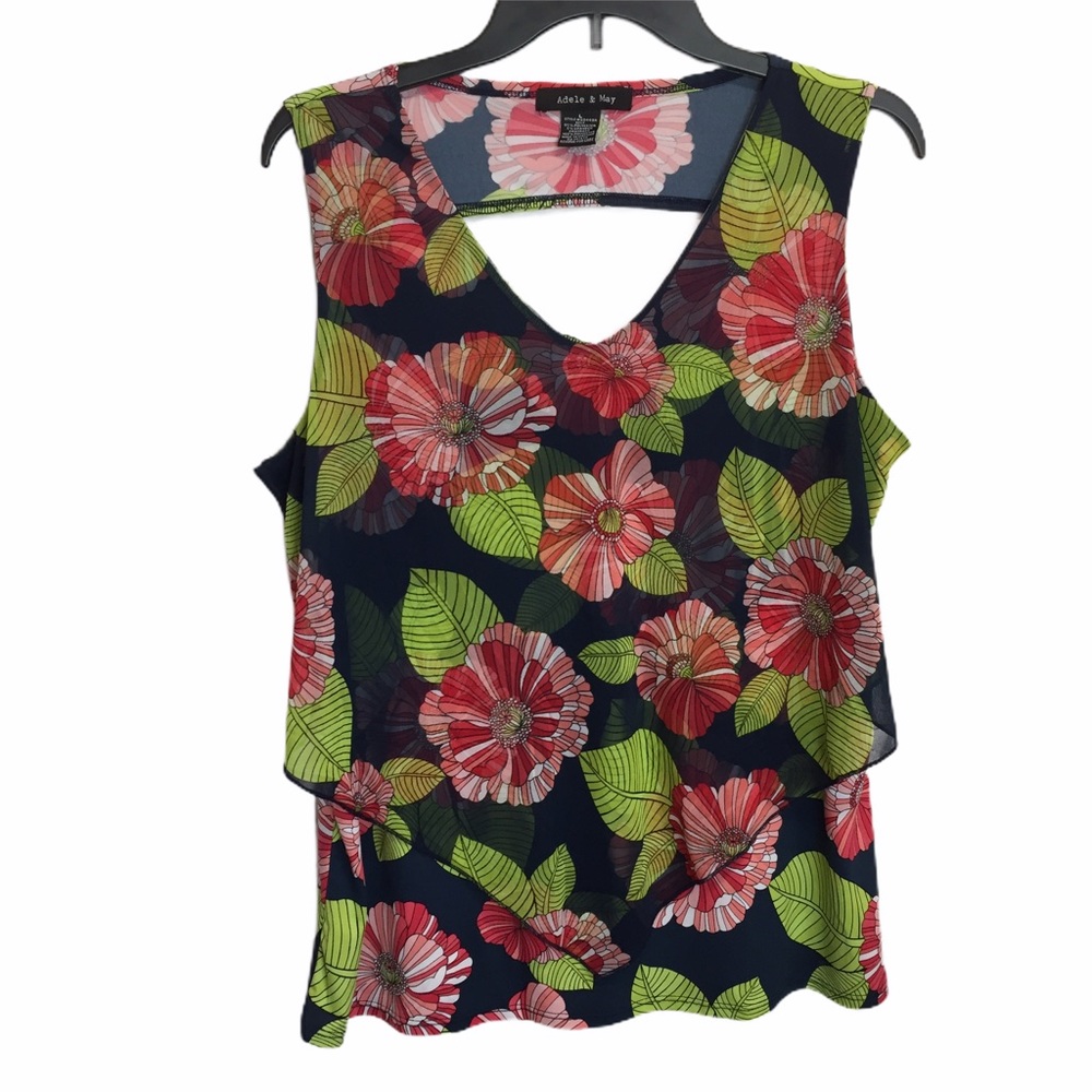 🐞Adele & May Floral Sleeveless Blouse EUC Large